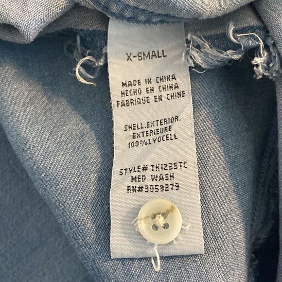 Thread & Supply Womens Collared Chambray Button Down Mini Shirt Dress Blue XS - Picture 12 of 13